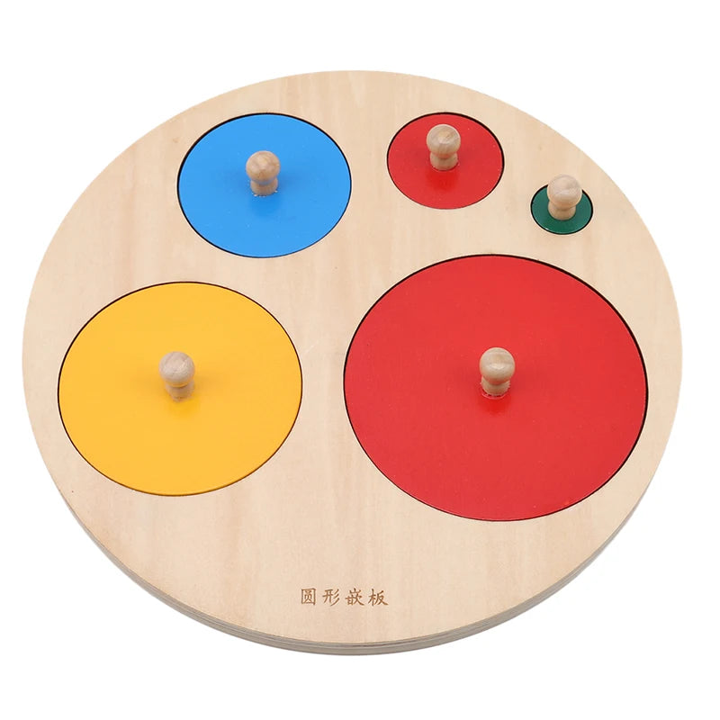 Montessori Holzpuzzle mit geometrischen Formen – Buntes Sortierspiel & Mathe-Lernspielzeug für Kleinkinder ab 3 Jahren