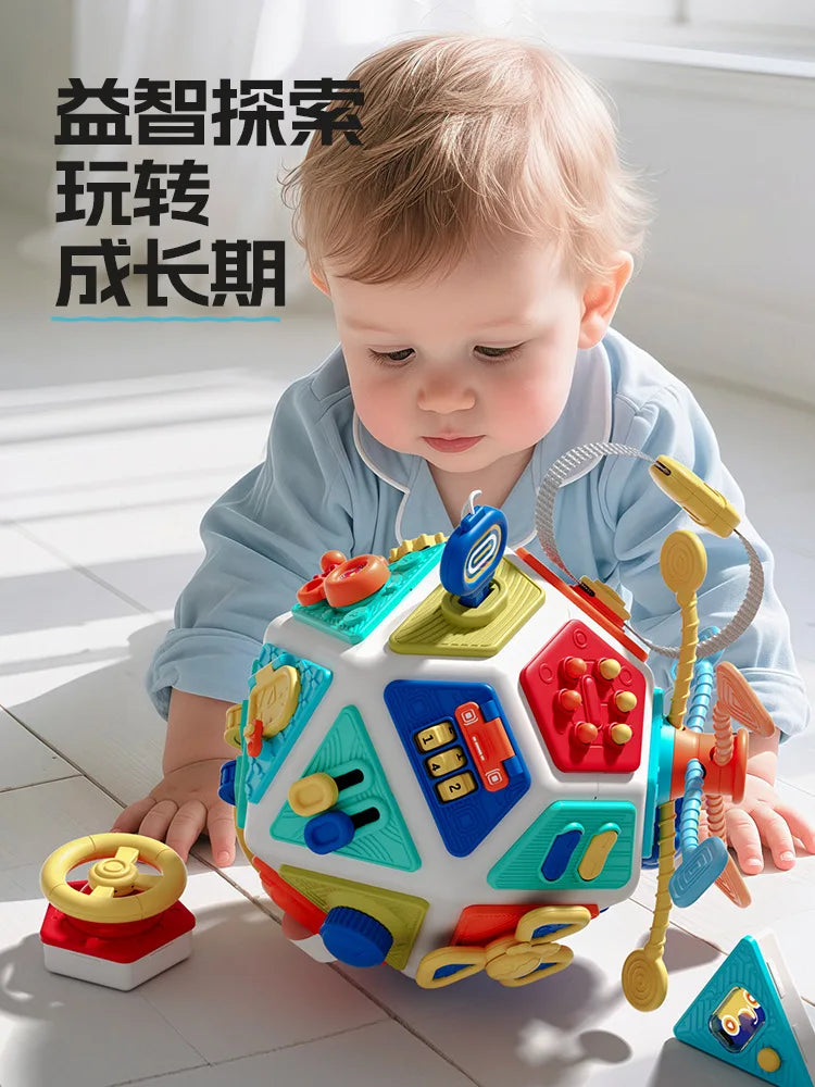 Montessori Busy Board Würfel – Sensorisches Lernspielzeug für Kleinkinder ab 0 Jahren