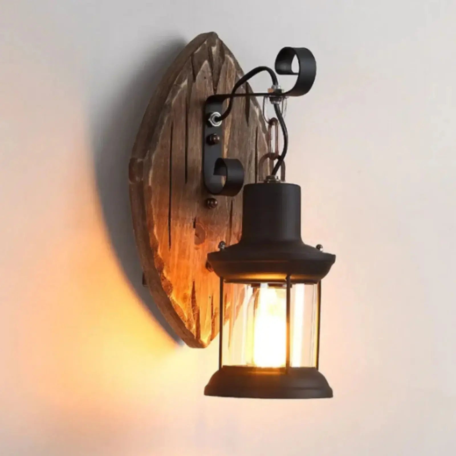 Retro Wandlampe im Industriestil – Antike Holz-Wandleuchte E27 220V
