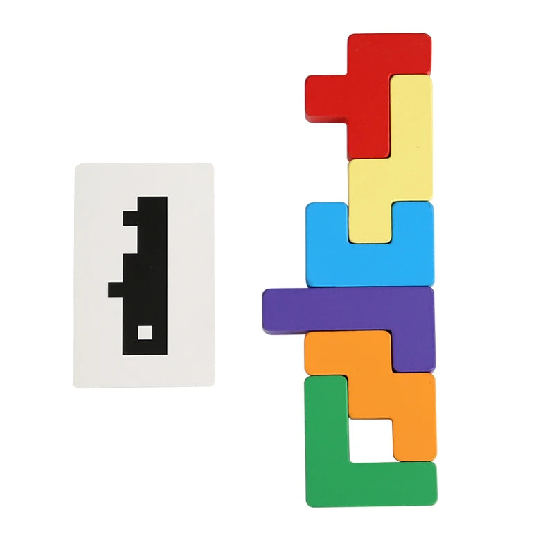 Montessori Holz-Schattenspiel mit Bausteinen & Karten – Geometrisches Sortierspiel für Kinder ab 3 Jahren