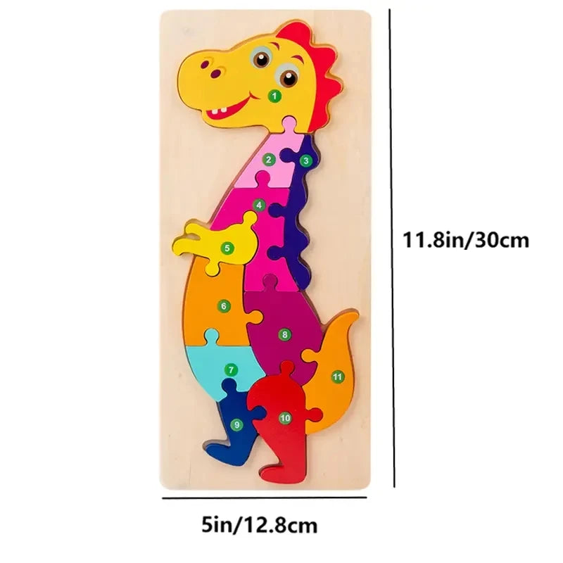 Holzpuzzle für Kinder – Tiere, Dinosaurier, Fahrzeuge & Figuren (12 Motive, ab 1 Jahr)