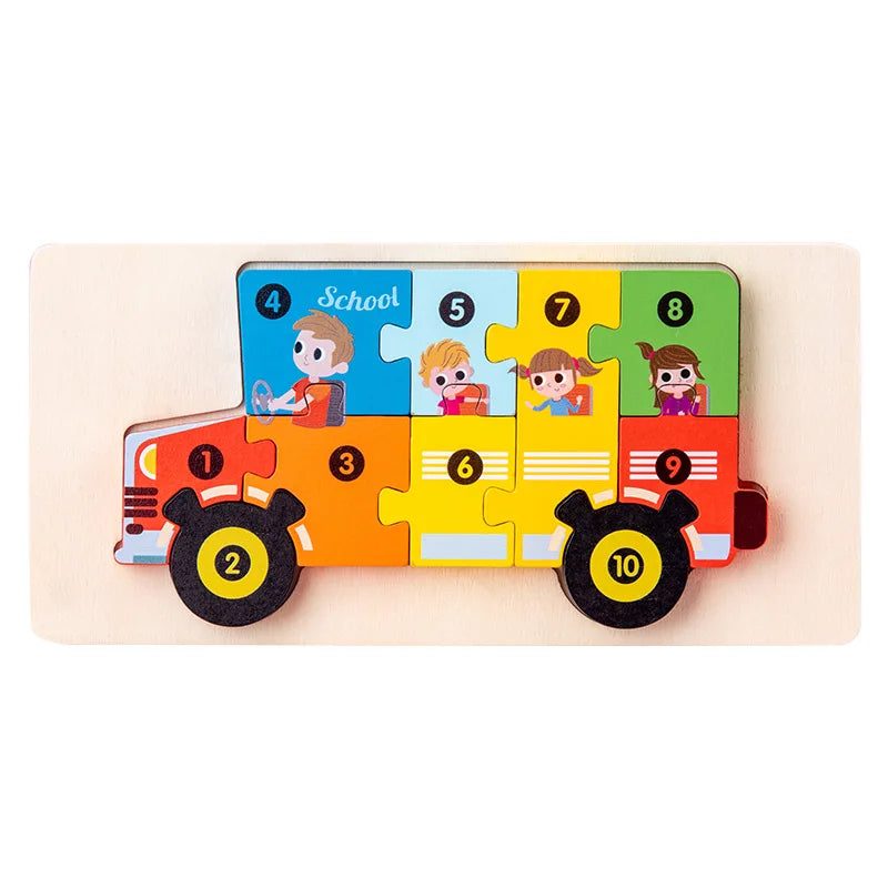 3D Holzpuzzle Dinosaurier & Tiere – Macaron-Stil Lernpuzzle aus Holz (ab 2 Jahre)