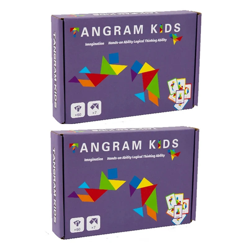 3D Holz-Tierpuzzle & Tangram – Buntes Montessori-Lernspielzeug für Kinder ab 3 Jahren