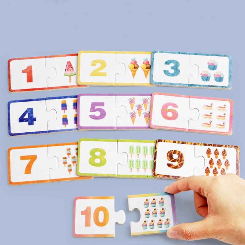 Montessori Holz-Zahlenzuordnungspuzzle – Logikspiel mit Mustern & Zahlen für Kinder ab 3 Jahren