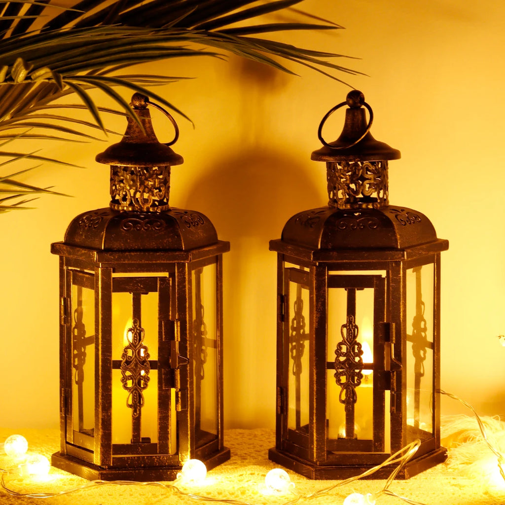 Vintage Nordic Style Candle Lantern – Elegant Metal Lantern for Indoor & Outdoor Use