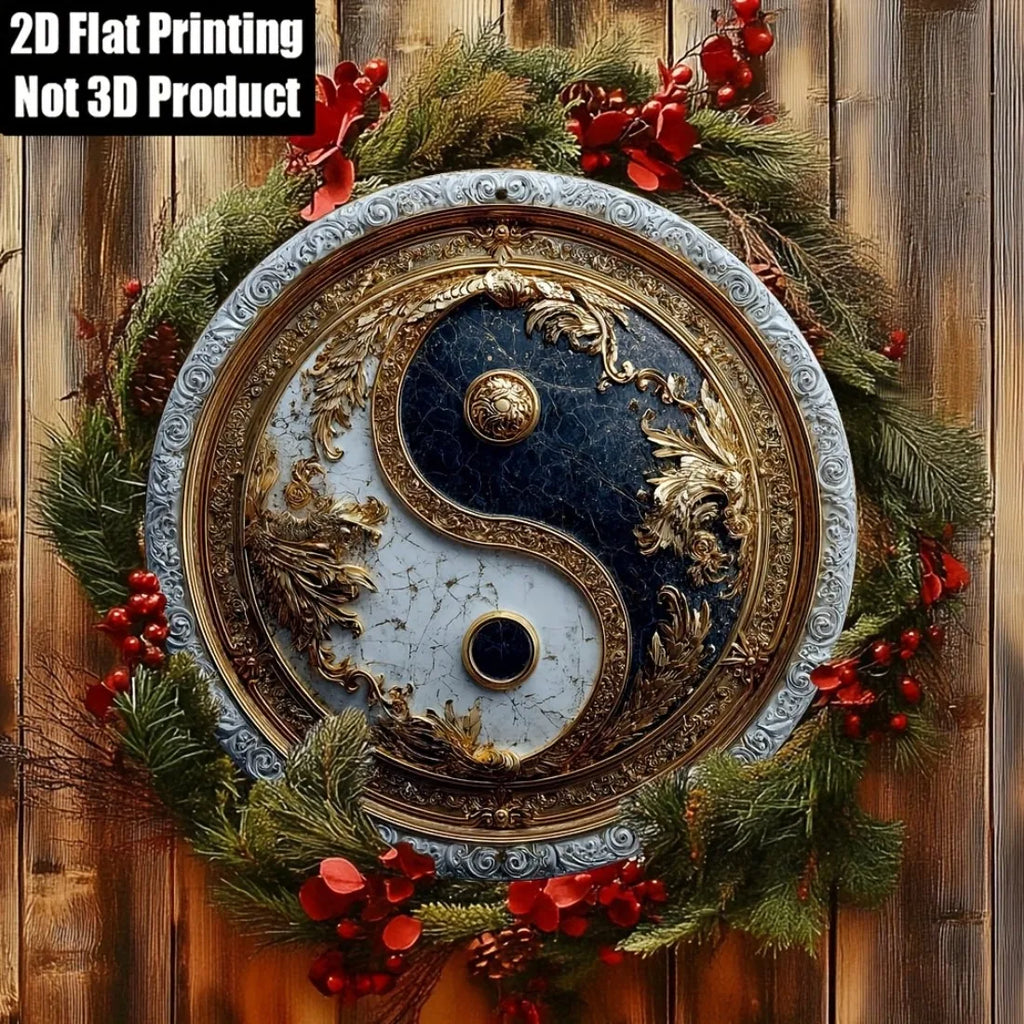 Yin-Yang Metal Sign - Round Retro Wall Plaque for Home, Office & Garden