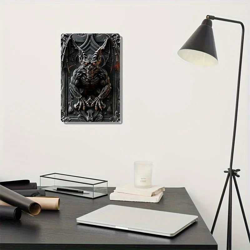 Gargoyle-Krieger Aluminium-Schild – Vintage Wanddeko