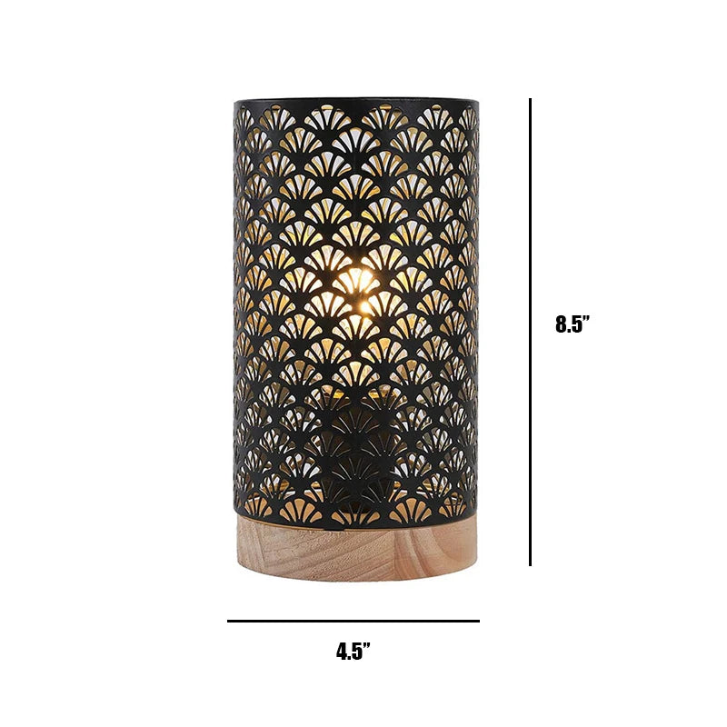 Vintage Tischlampe mit Fächermuster-Hohldesign – Kabellose Nachttischlampe