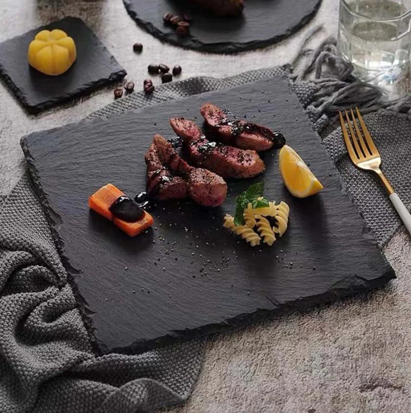 Schieferplatte Servierteller – Japanisch-koreanischer Stil für Sushi, Desserts & mehr