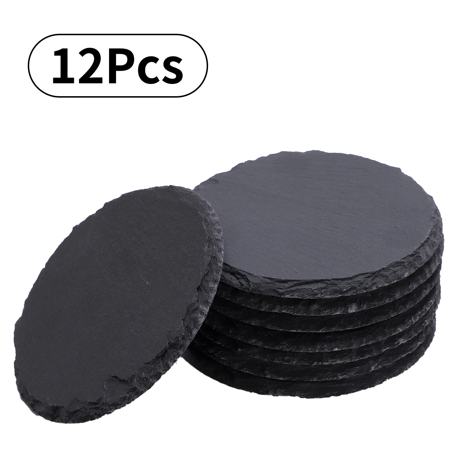 Schiefer-Untersetzer Set – Schwarze Naturstein-Untersetzer