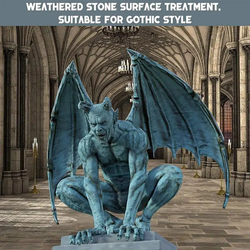 Gargoyle-Statue mit Flügeln – Gotische Gartenskulptur aus Harz