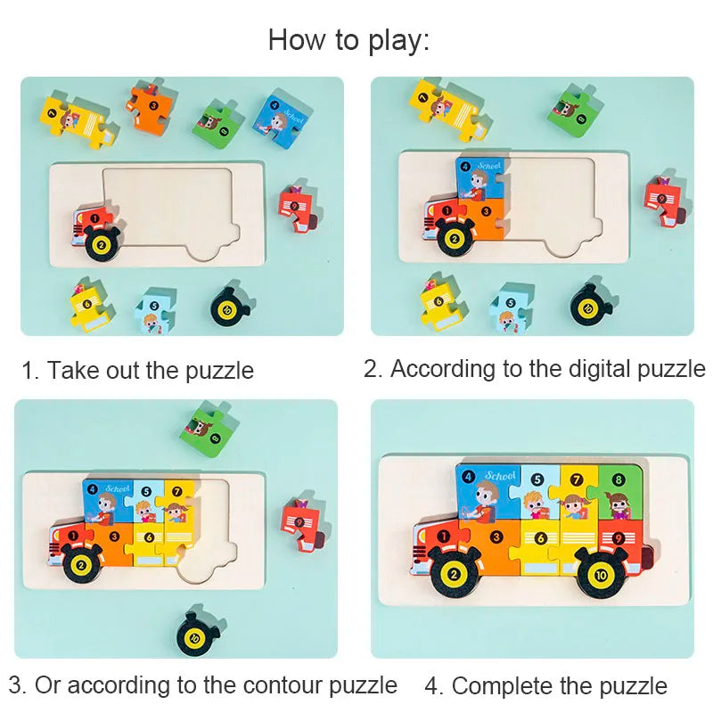 3D Holzpuzzle Dinosaurier & Tiere – Macaron-Stil Lernpuzzle aus Holz (ab 2 Jahre)