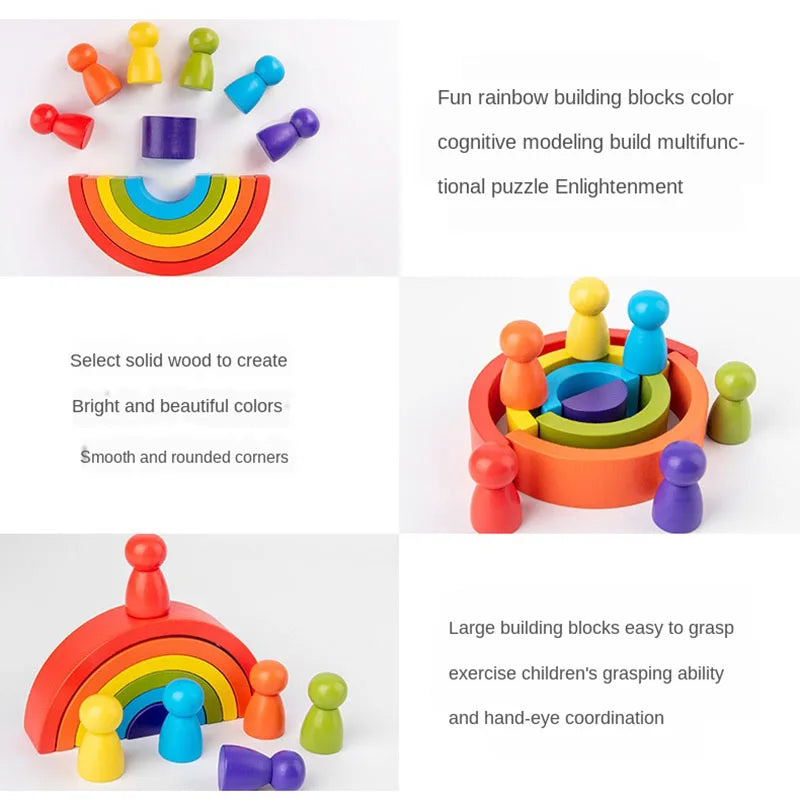 Holz-Regenbogen-Bogenbausteine – Montessori Stapel- & Sortierspiel zum Farben- und Formenlernen für Kinder ab 3 Jahren