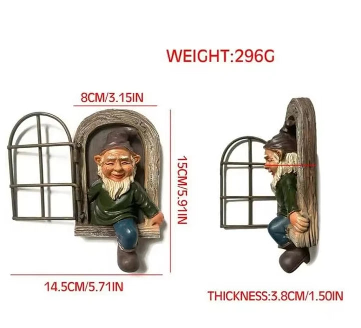Frecher Gartenzwerg – Zwerg aus Tür, Fenster & Baum