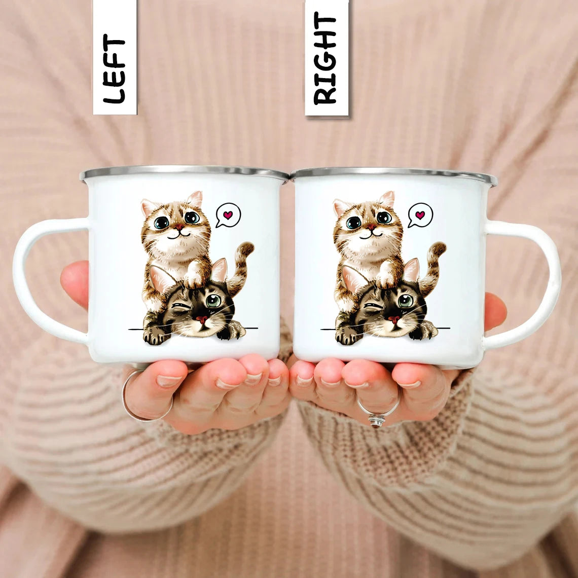 Emaille Camping Tasse mit Tiermotiv – Outdoor-Becher für Kaffee, Tee & Abenteuer