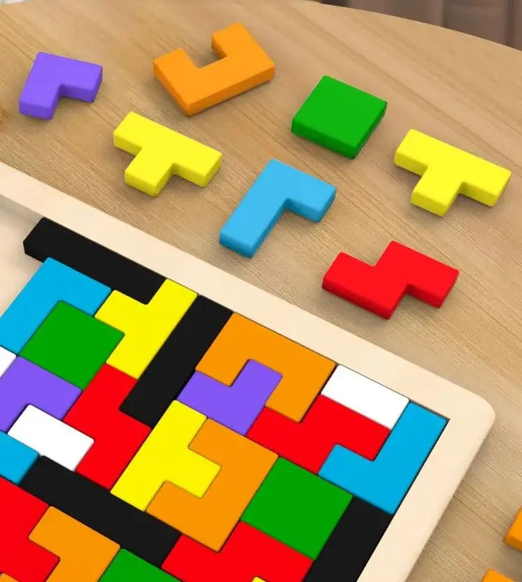 Buntes Holz-Tangram-Puzzle – Klassisches Montessori-Lernspielzeug mit geometrischen Formen für Kinder & Erwachsene