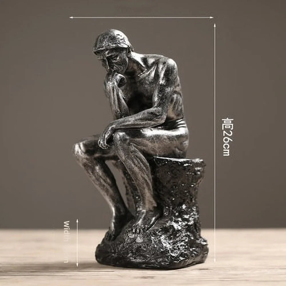 Nordische Denker-Skulptur – Resin in Sandstein-Optik
