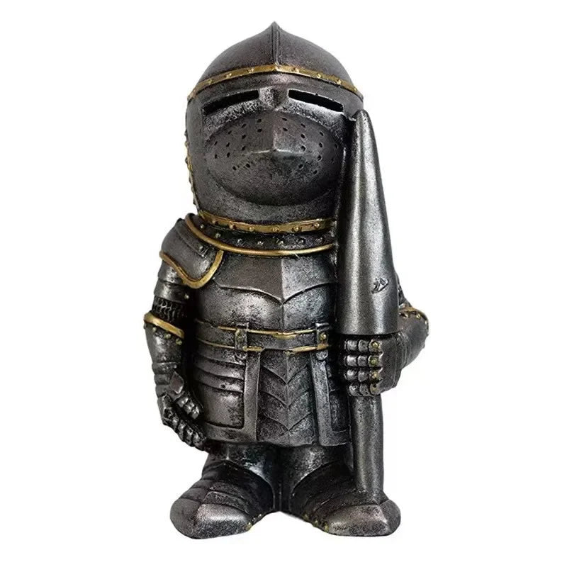Ritter-Zwerg Gartenfigur aus Resin – Gotischer Wächter für Garten & Terrasse