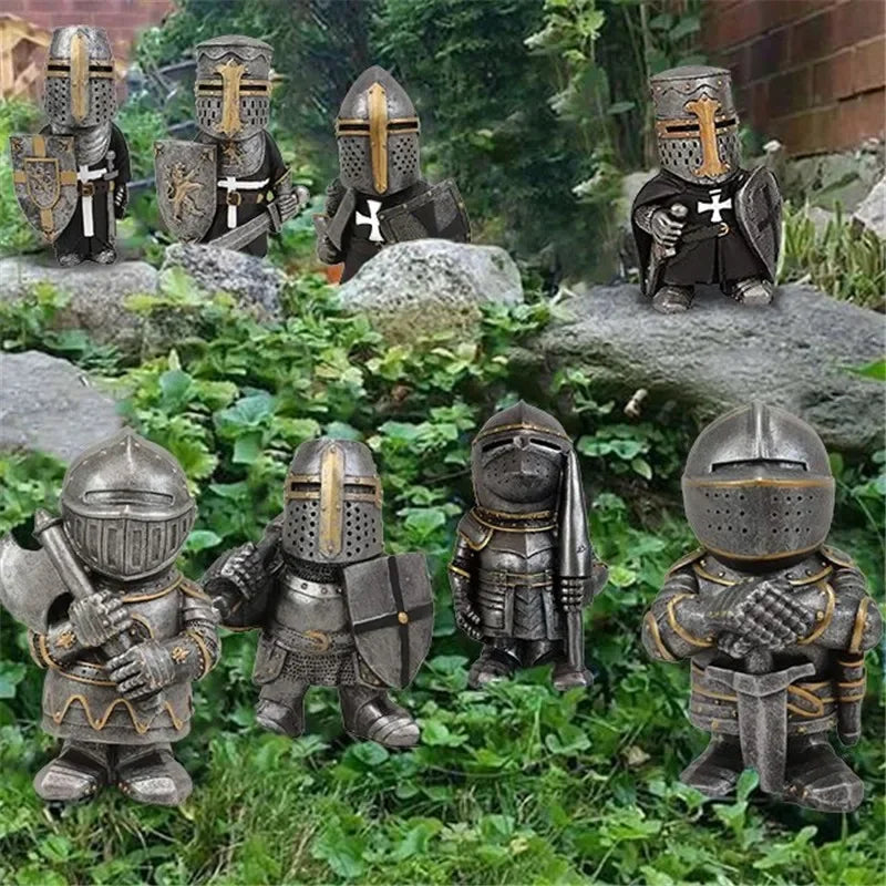 Knight Dwarf Garden Statue made of Resin – Gothic Guardian for Garden & Patio