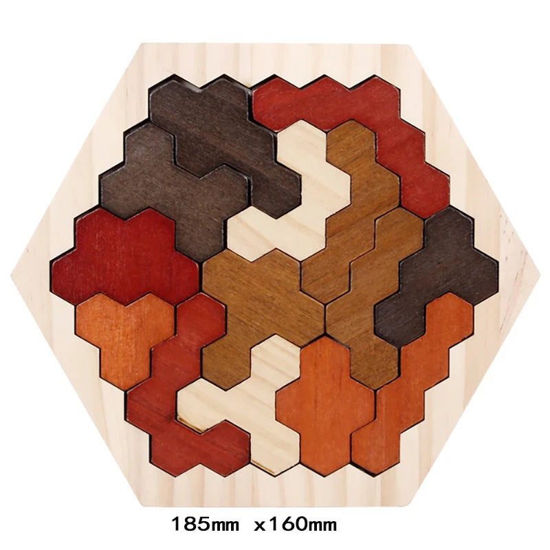 Buntes 3D Holzpuzzle & Tangram – Pädagogisches Lernspielzeug aus Holz für Kinder ab 3 Jahren