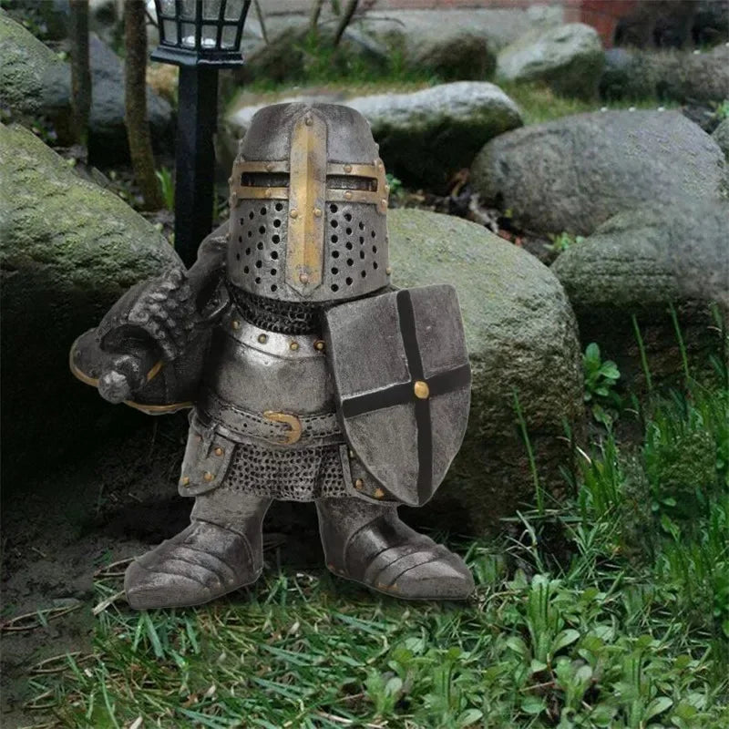 Knight Dwarf Garden Statue made of Resin – Gothic Guardian for Garden & Patio