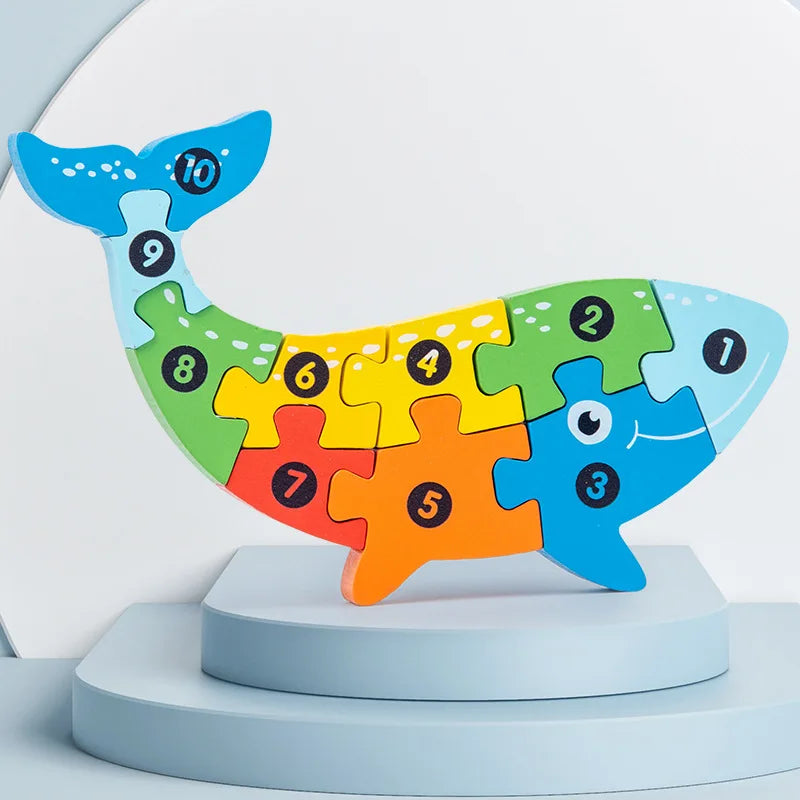 3D Holzpuzzle Dinosaurier & Tiere – Macaron-Stil Lernpuzzle aus Holz (ab 2 Jahre)