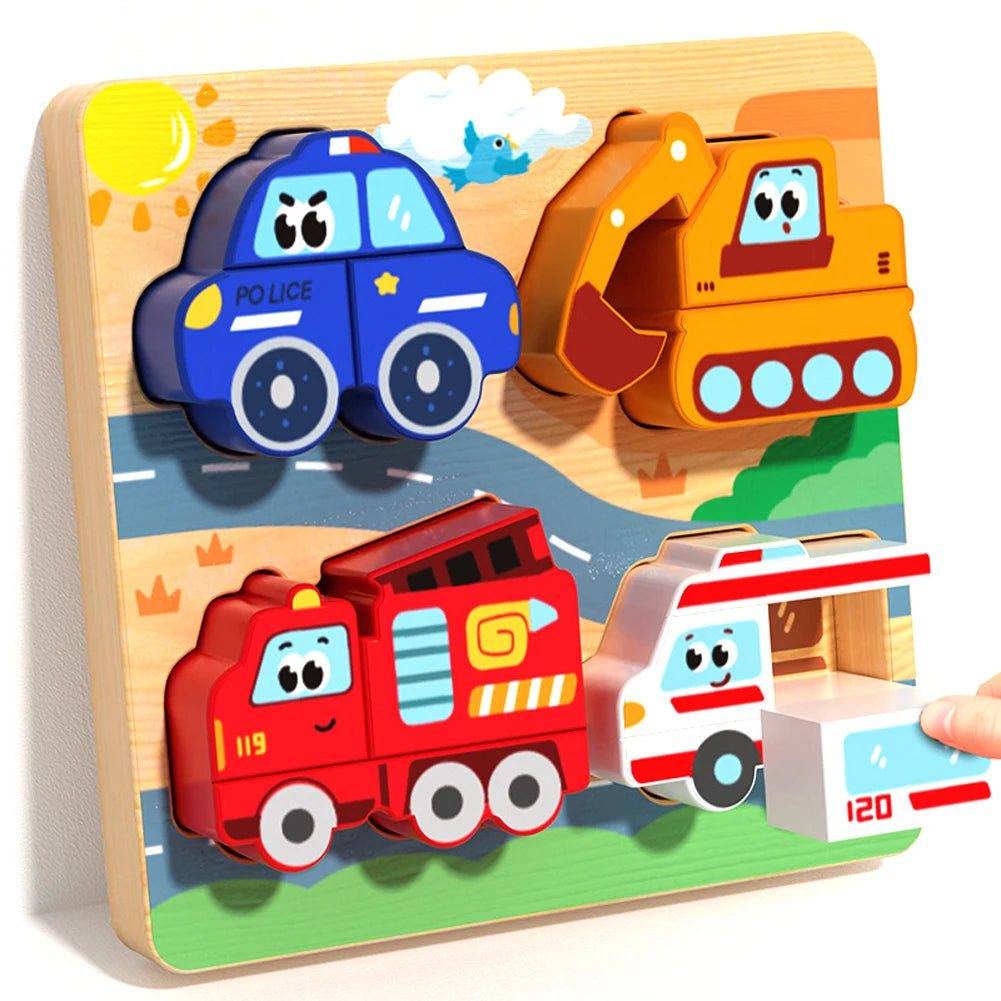 4-in-1 Holzpuzzle Tiere – 3D Lernpuzzle aus Holz für Kinder (3–12 Jahre)