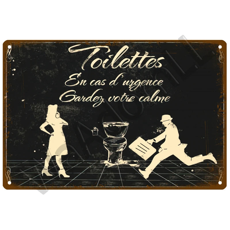 Vintage Metall-Blechschild WC – Witzige Badezimmer-Wanddeko Toilette Retro 20×30 cm