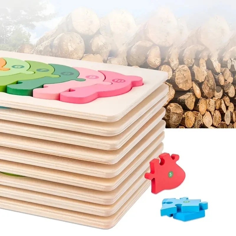 Holzpuzzle für Kinder – Tiere, Dinosaurier, Fahrzeuge & Figuren (12 Motive, ab 1 Jahr)
