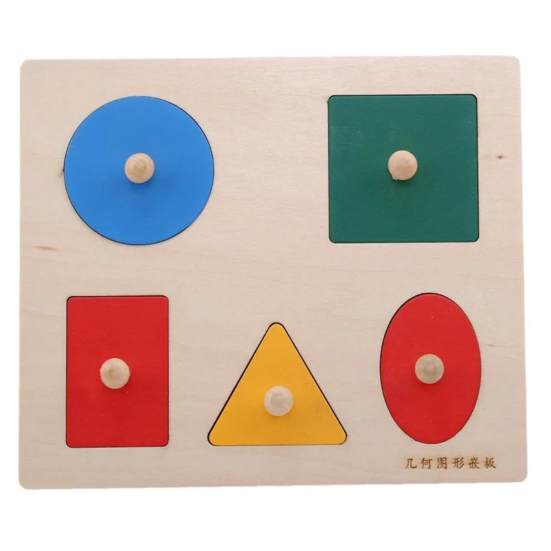 Montessori Holzpuzzle mit geometrischen Formen – Buntes Sortierspiel & Mathe-Lernspielzeug für Kleinkinder ab 3 Jahren