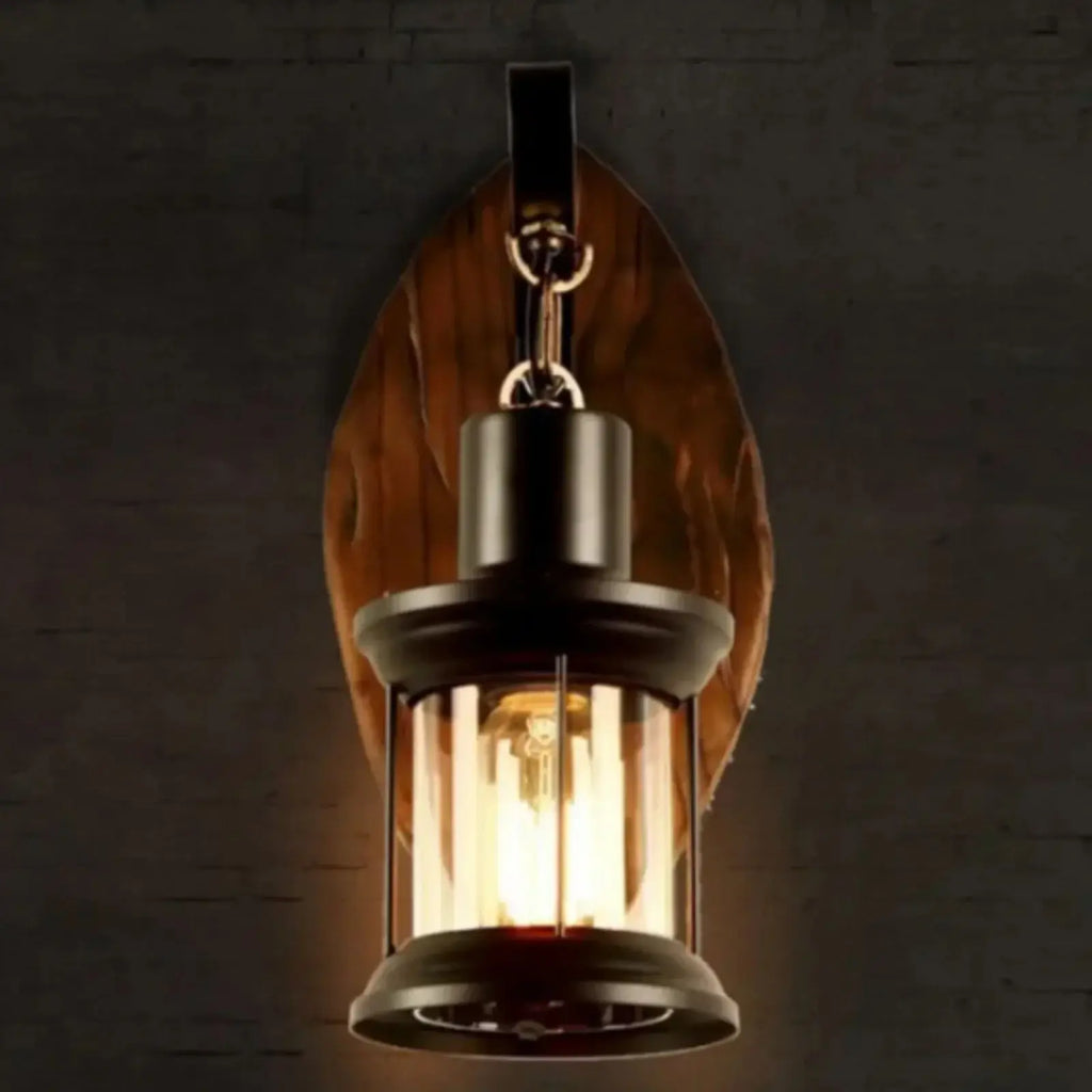 Retro Wandlampe im Industriestil – Antike Holz-Wandleuchte E27 220V