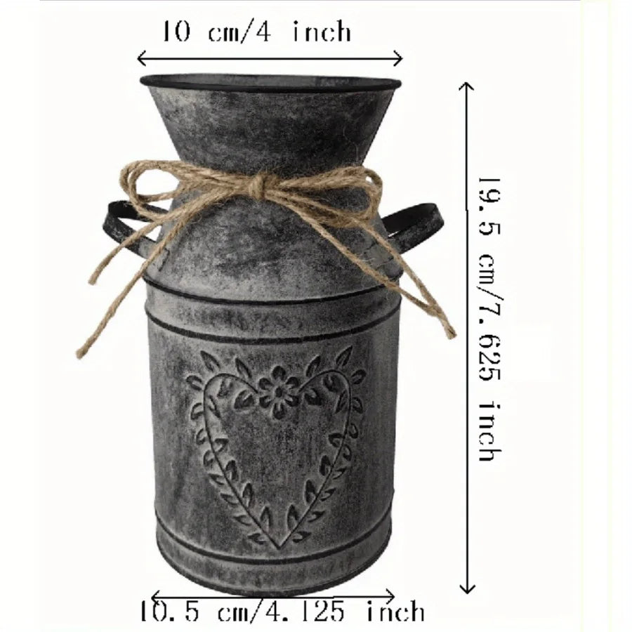 Vintage Metallvase im Französischen Farmhouse-Stil – Shabby Chic für Zuhause & Garten