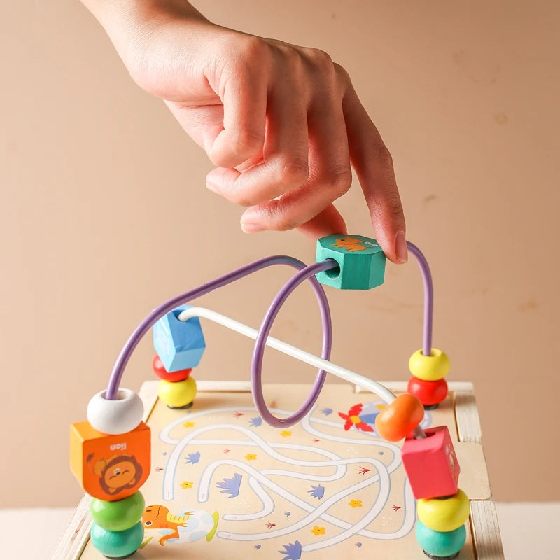 Montessori Holzspielzeug – Ziehzug, Labyrinth, Abakus & Ziehauto aus Holz
