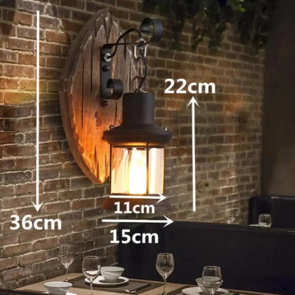 Retro Wandlampe im Industriestil – Antike Holz-Wandleuchte E27 220V