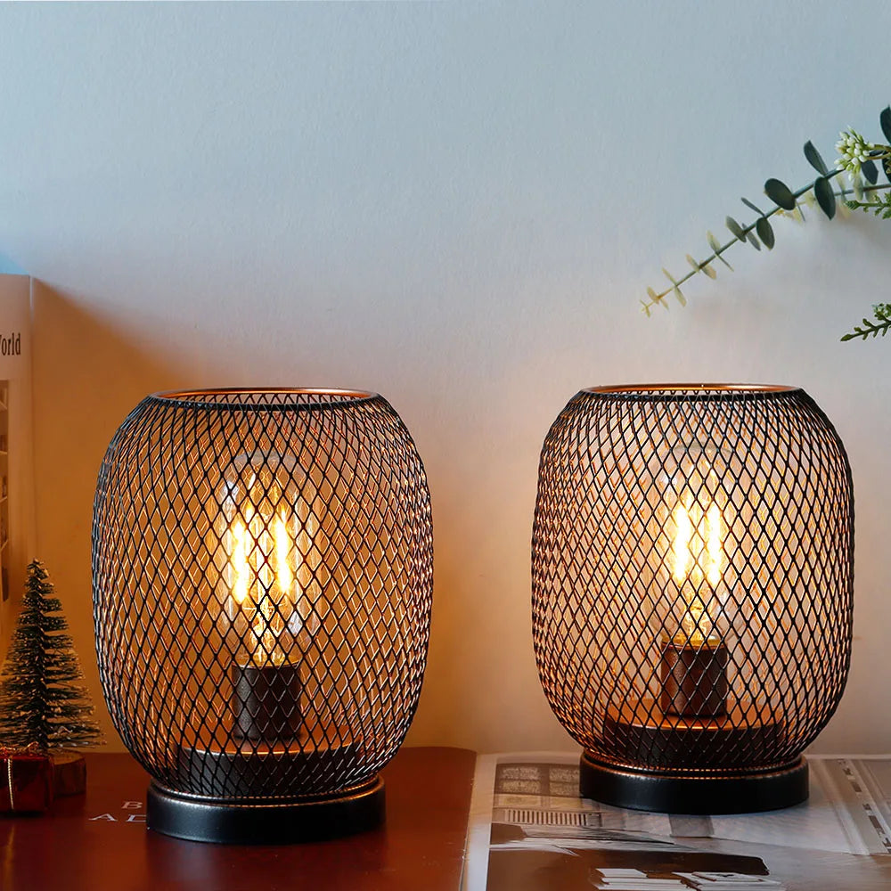2er-Set Metall-Laterne mit LED – Kabellose Tischlampe