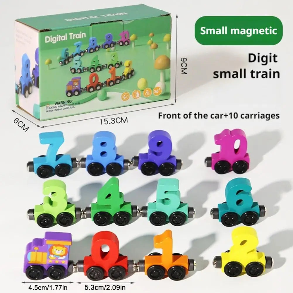 Magnetischer Holz-Zahlenzug – Zahlen 0–10 lernen mit Lokomotive (ab 3 Jahre)