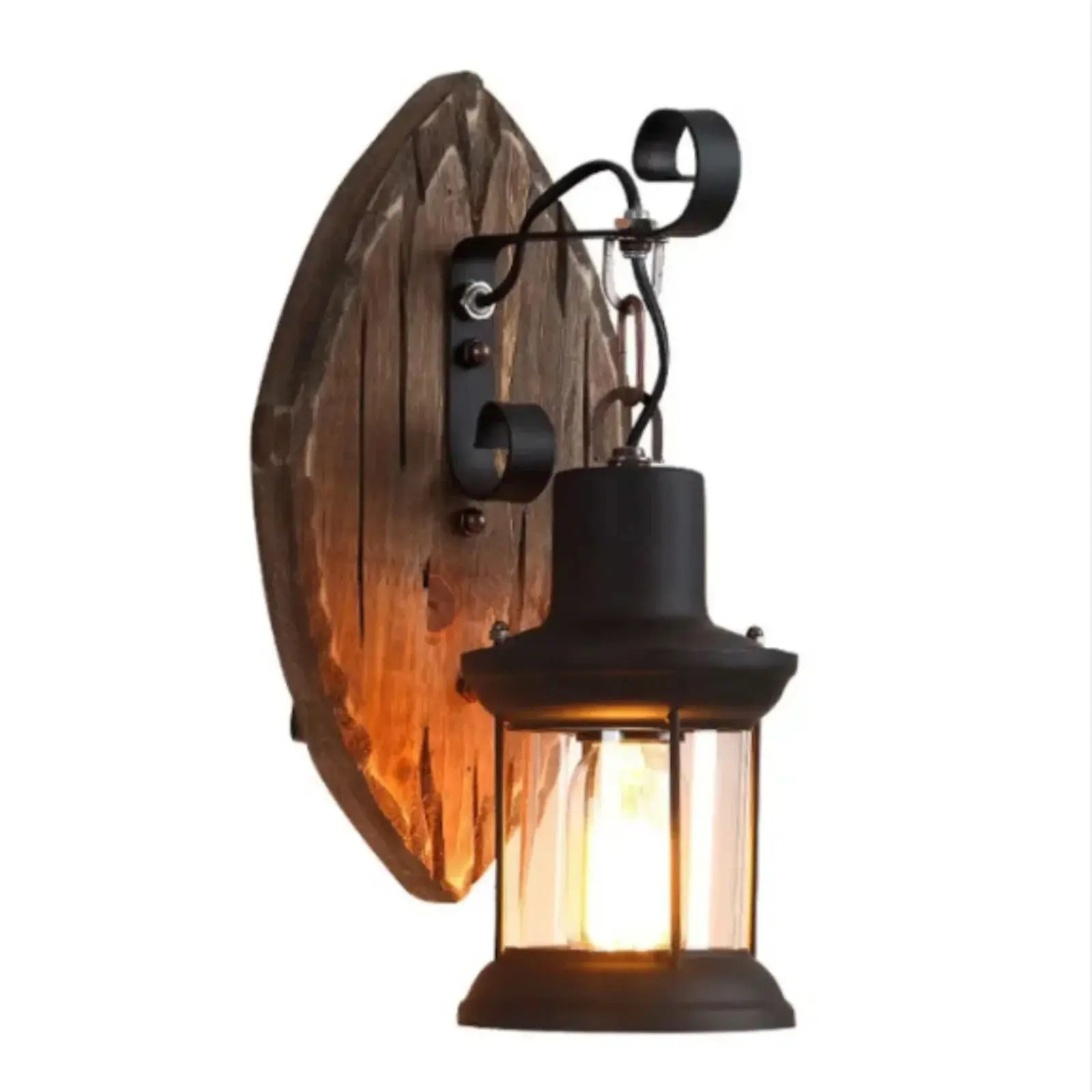 Retro Wandlampe im Industriestil – Antike Holz-Wandleuchte E27 220V