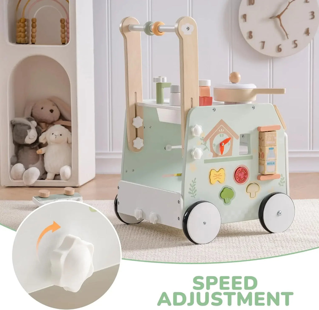 Robud Holz-Lauflernwagen mit verstellbarer Höhe & Geschwindigkeit – Montessori Lauflernhilfe für Babys & Kleinkinder