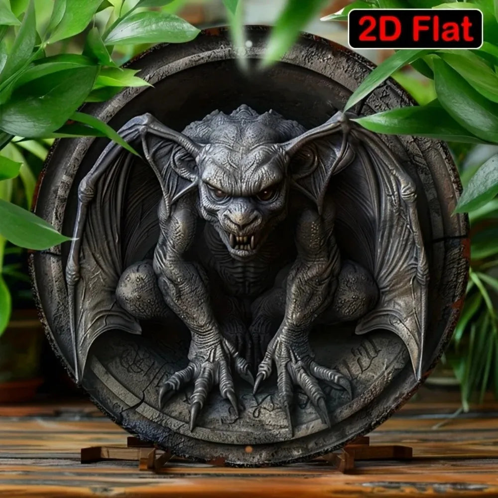2D Gargoyle Aluminium-Schild – Gotische Metall-Wanddeko