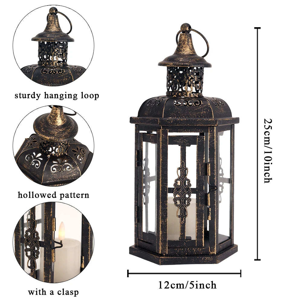 Vintage Nordic Style Candle Lantern – Elegant Metal Lantern for Indoor & Outdoor Use
