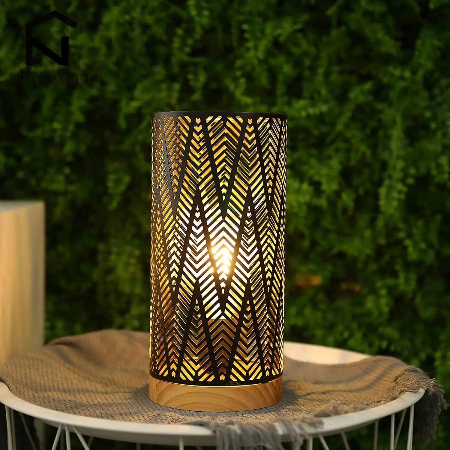 Geometrische Metall-Tischlampe mit Edison-Glühbirne – Kabellose Akku-Lampe