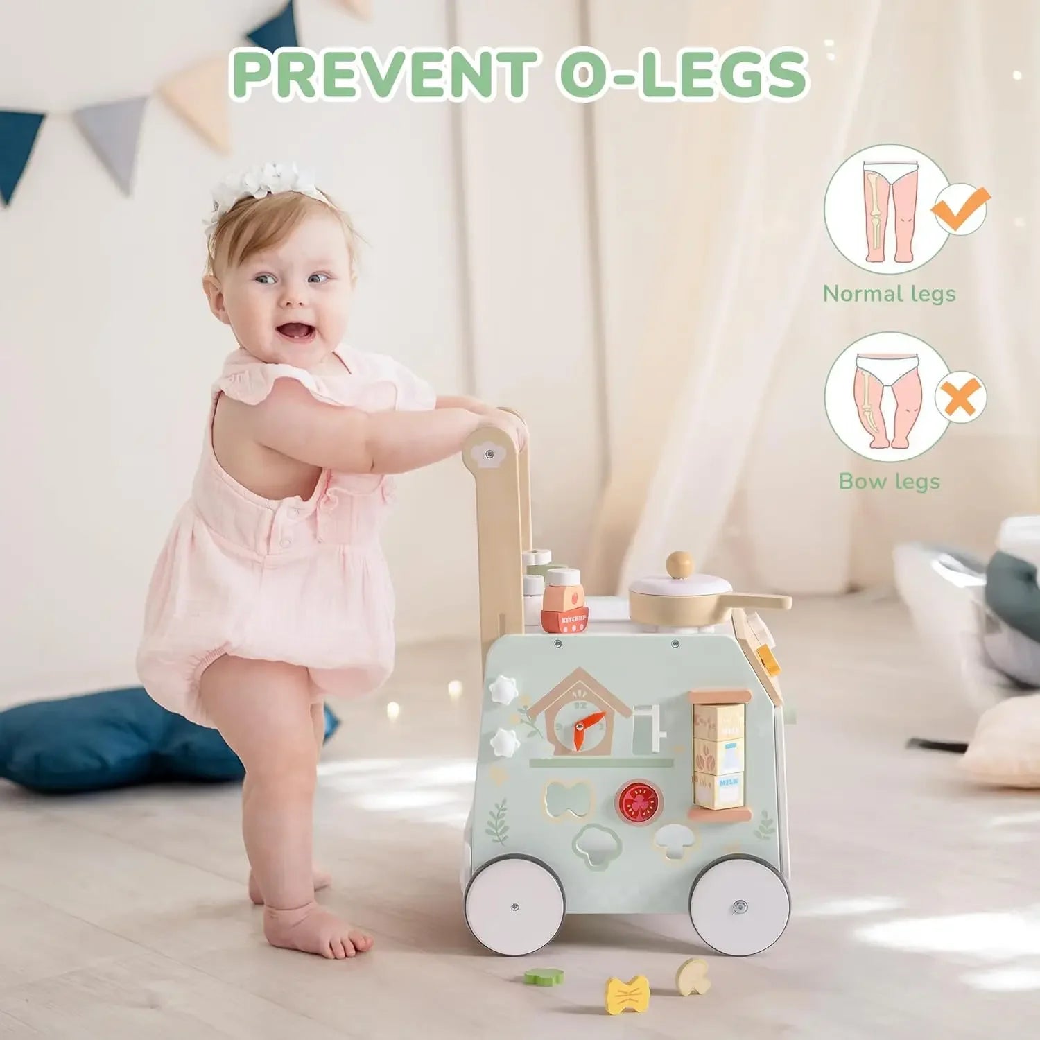 Robud Holz-Lauflernwagen mit verstellbarer Höhe & Geschwindigkeit – Montessori Lauflernhilfe für Babys & Kleinkinder