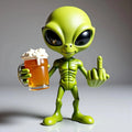 Alien Bier-Skulptur aus Harz – Witzige Gartenfigur mit lustigem Ausdruck, wetterfest für Innen & Außen