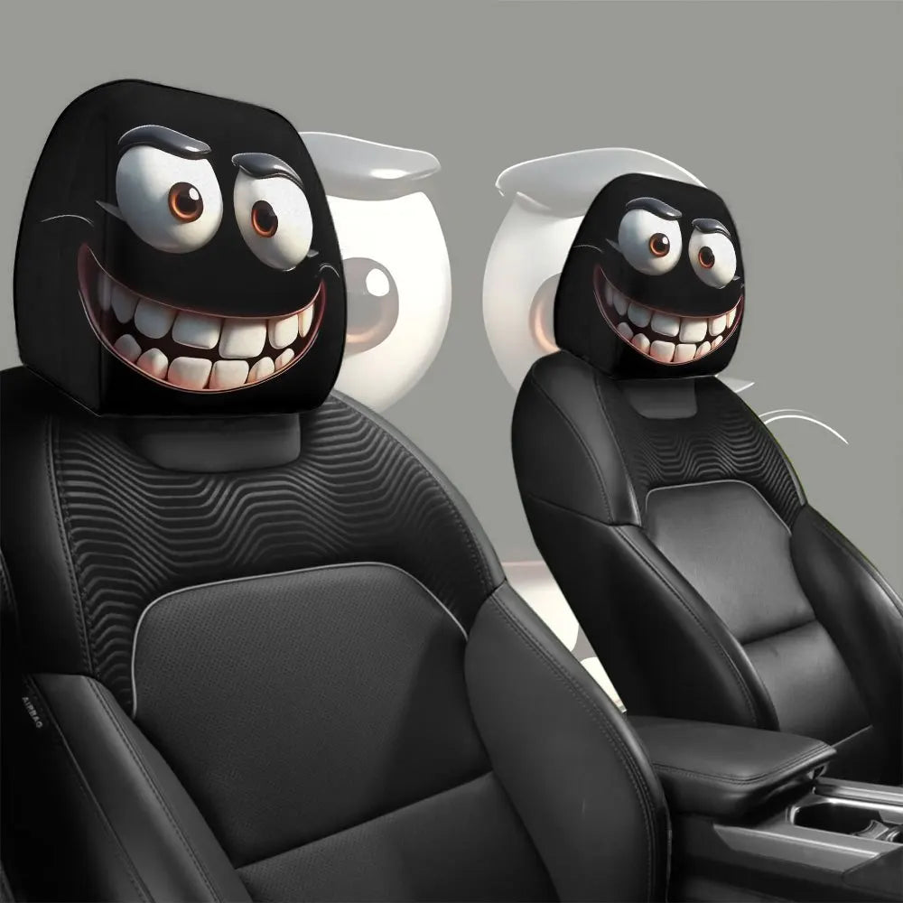 2er-Set Smiley-Kissenbezüge fürs Auto – Kopfstütze