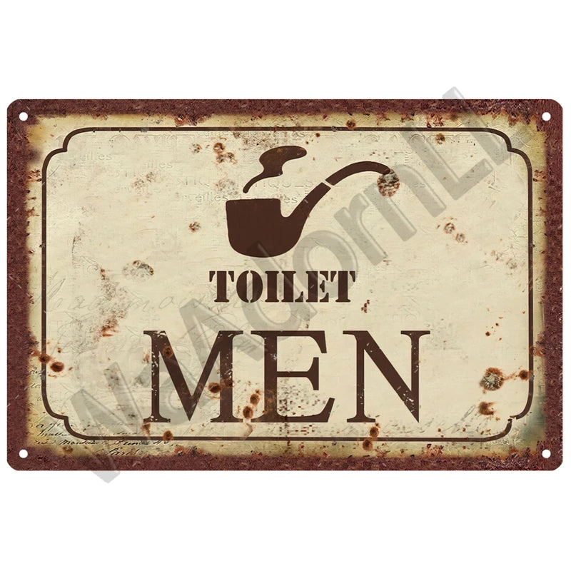 Vintage Metall-Blechschild WC – Witzige Badezimmer-Wanddeko Toilette Retro 20×30 cm