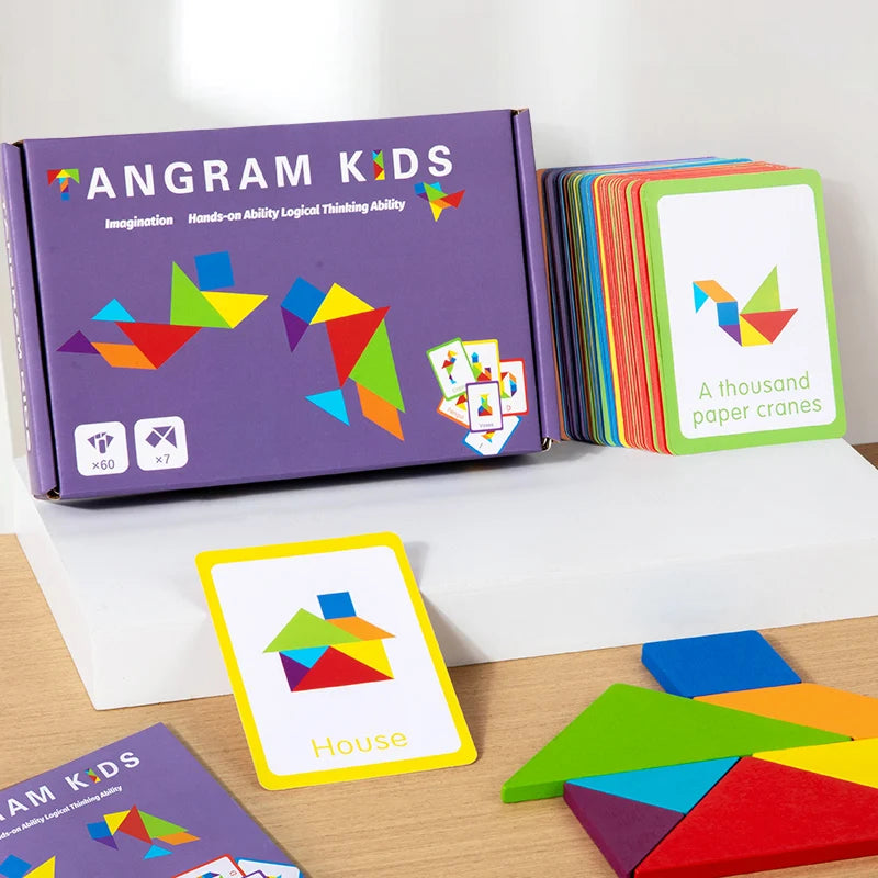 3D Holz-Tangram Jigsaw-Puzzle – Geometrische Formen & Montessori Lernhilfe (ab 3 Jahre)
