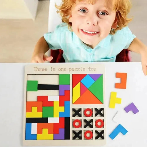 3-in-1 Holzpuzzle – Farbsortierung, Mathe & Jigsaw für Kinder (3–12 Jahre)