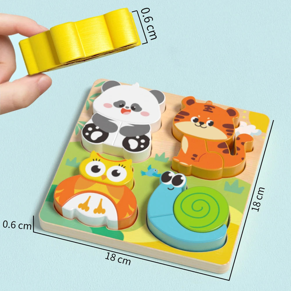 4-in-1 Holzpuzzle Tiere – 3D Lernpuzzle aus Holz für Kinder (3–12 Jahre)