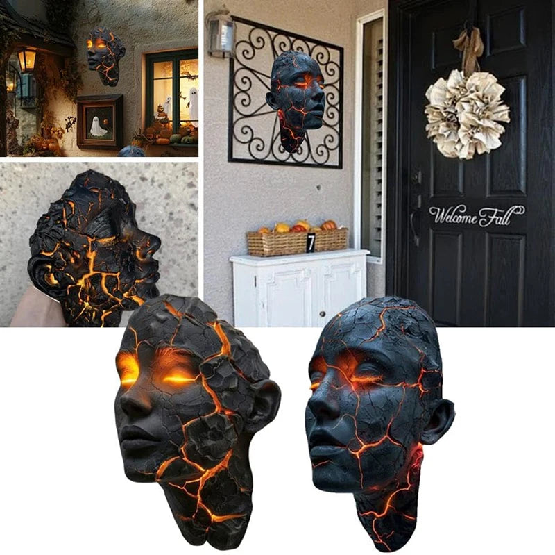 3D Totenkopf-Wandleuchte – Gothic LED Deko aus Resin