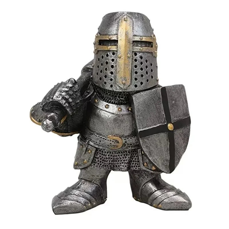 Knight Dwarf Garden Statue made of Resin – Gothic Guardian for Garden & Patio